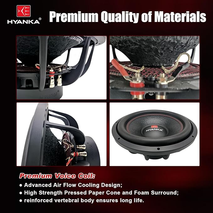 H YANKA BSF-15-2 15 Inch Subwoofer - 2400W MAX Power 15 Inch Paper Cone Subwoofer Car Audio, Black Aluminum Basket, 2.5“ Dual Voice Coil 2 Ohm Impedance 15 Woofer for Cars