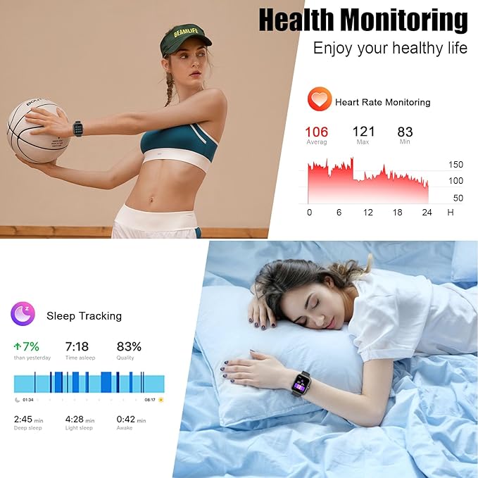 2025 Smart Watch for Men Women (Answer/Make Call), 1.96" HD Fitness Tracker Running Watch,IP68 Waterproof,Pedometer, Sleep/Step/Activity/Heart Rate Monitor,110+ Sport Mode Smartwatch for Android Phone