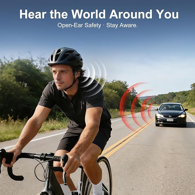 sunvito Bone Conduction Headphones, Open-Ear Bluetooth Wireless Sport Headphones, Ipx6 Waterproof Lightweight Earphones with Earbuds for Running Sports, Gym, Cycling, Long 10H Playtime, Black