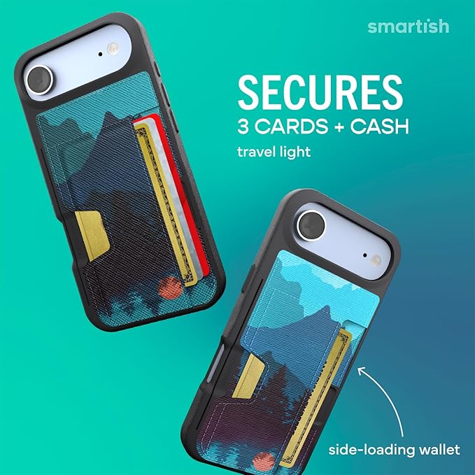 Smartish® iPhone Air Wallet Case - Wallet Slayer Vol. 2 [Slim + Protective] Credit Card Holder w/Kickstand - Drop Tested Hidden Card Slot Cover for Apple iPhone Air - Moving Mountains