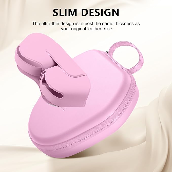 Maxjoy for AirPods Max Case [Shockproof & Dustproof] - Premium PU Leather & EVA Hybrid Hard Protective Cover, Travel Carrying Case with Storage for Apple AirPods Max Headphones (Pink)