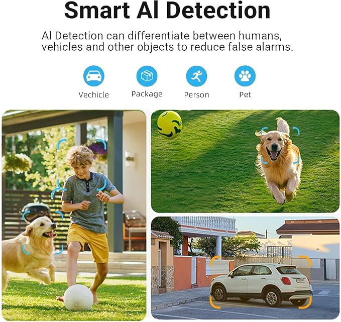 Rraycom 2.5K Solar Security Cameras Wireless Outdoor, 2.4/5Ghz WiFi Battery Solar Powered Security Camera System,Forever Power,Color Night Vision,AI Detection, 2 Way Audio,No Monthly Fee (C366-2PC)