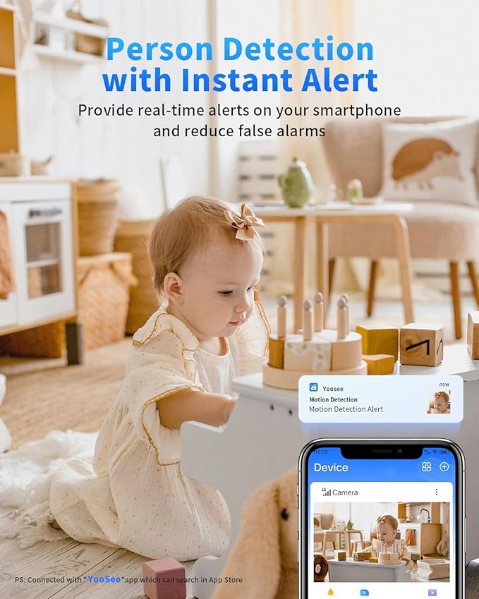 2K Indoor Security Camera for Home Security, AI Voice Change for 2-Way Talk, Motion Detection, Night Vision, 24/7 SD Recording/Cloud Storage, WiFi Home Camera (White)