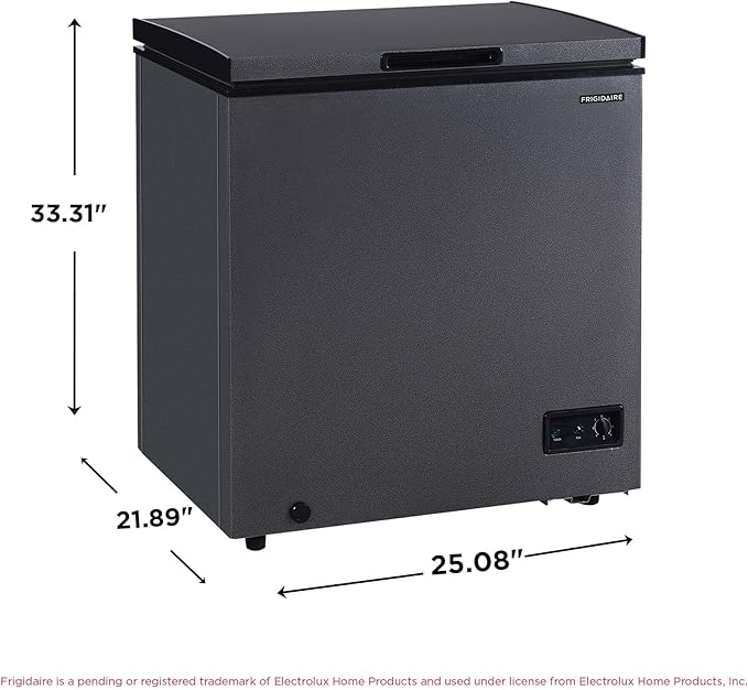 Frigidaire Chest Deep Freezer, 5 Cu. Ft. Capacity, Granita Rugged Design-Adjustable Thermostat-Removable Vinyl Coated Wire Basket-Easy Defrost Drain