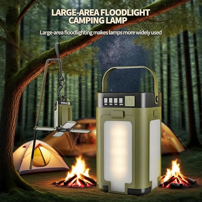 IPX4 Waterproof Led Camping Lantern with Solar Panel and Type-C Charging, 4-Panel Expandable Design, Power Bank Function, Ideal for Power Outages, Outdoor Activities, and Flashlight Needs