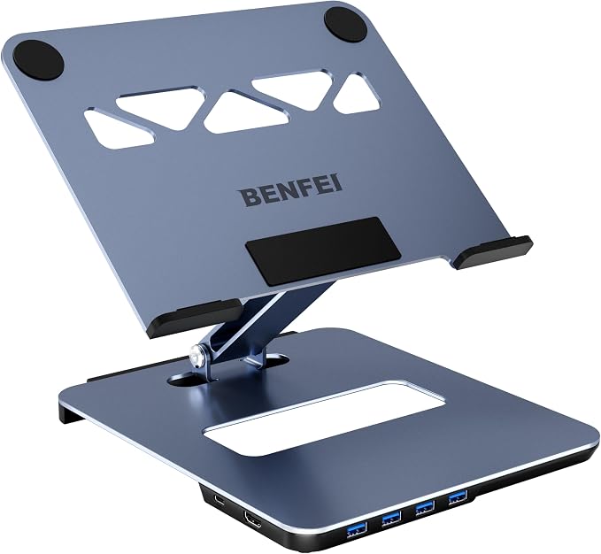 BENFEI Laptop Stand with USB C 6in1 Docking Station, HDMI 4K@60Hz, 4*USB3.0, 100W PD Compatible with MacBook Pro/Air, iPad Pro, XPS, Thinkpad - Image 8