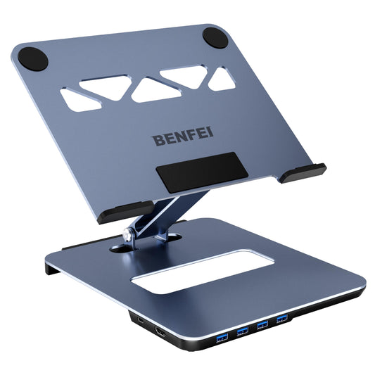 BENFEI Laptop Stand with USB C 6in1 Docking Station, HDMI 4K@60Hz, 4*USB3.0, 100W PD Compatible with MacBook Pro/Air, iPad Pro, XPS, Thinkpad