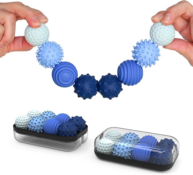 ONO Signets – Silicone Magnetic Balls with Textured Dimples, Bumps, and Waves | Fun to Play with Fidget Toy for Adults | Help Relieve Stress, Anxiety, Tension (Sapphire, Set of 8)
