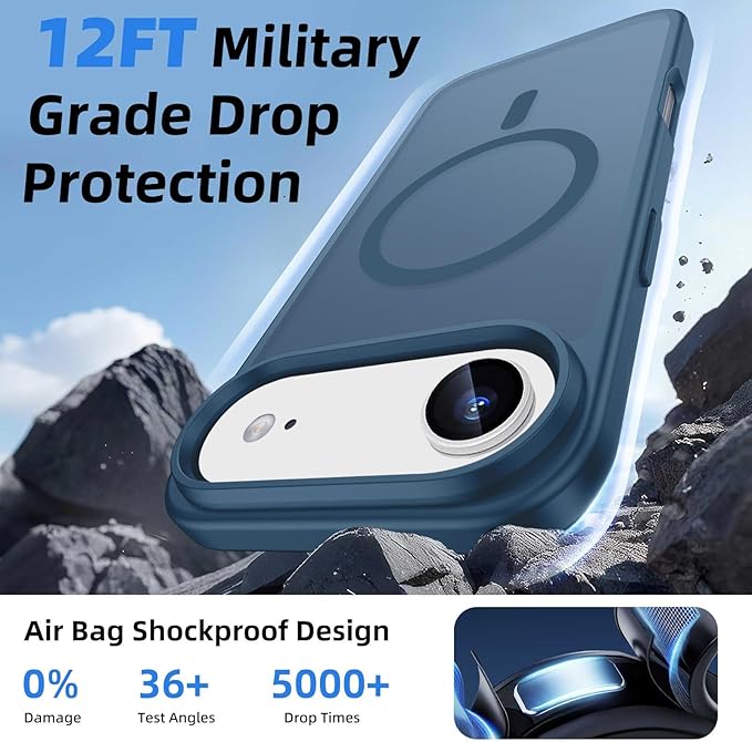 Magnetic for iPhone Air Case & iPhone 17 Air Case with Detachable Wallet, Compatible with MagSafe, Military Protective Slim Phone Cover with Card Holder, Deep Blue