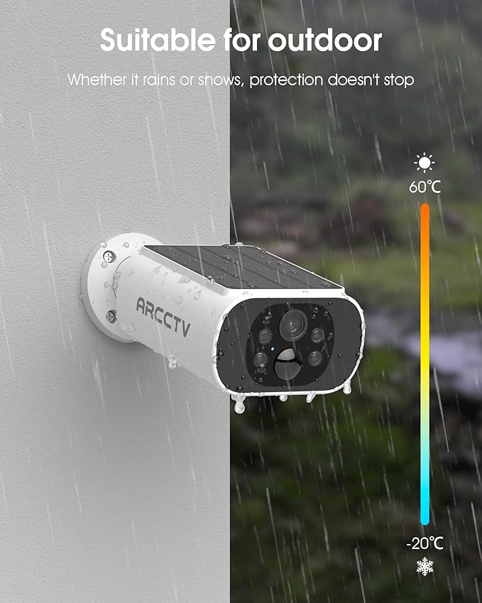 Solar Security Camera Outdoor Wireless, 4MP Battery Powered Home Surveillance Camera with Embedded Solar Panel, PIR Motion Sensor, 2.4G/5G Dual Band WiFi