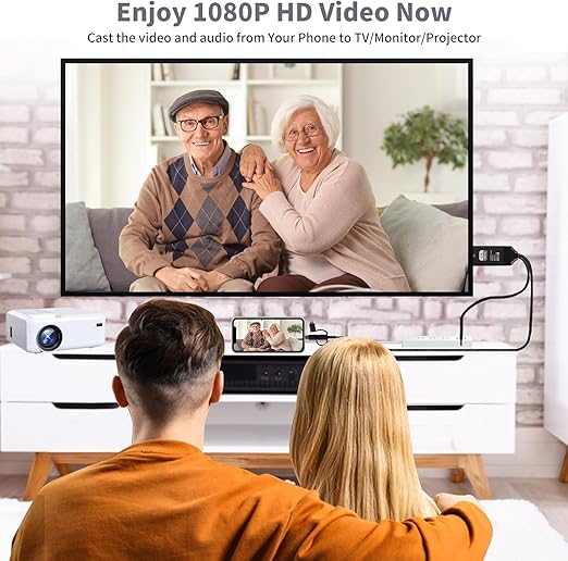3-in-1HDMI Cable to TV Adapter 2k 60Hz 1080P Phone to TV HDTV AV Adapter for Android Phone Type C,Multi-Function,Plug & Play, HDMI Cable Compatible with Roku TV/PS5/HDTV/Blu-ray