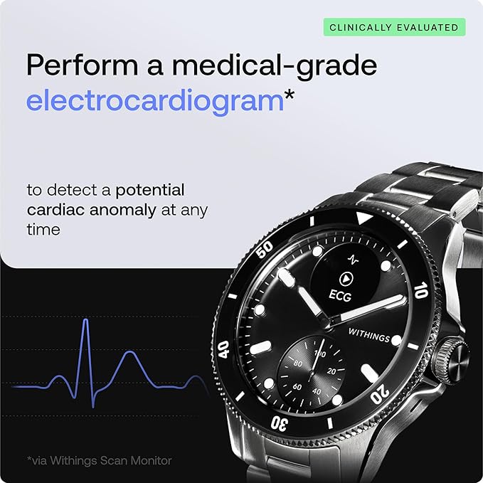 Withings Scanwatch Nova - Heart Health Hybrid Smart Watch for Men & Women - SPO2, Temperature Monitoring, Sleep, Respiratory Health, Cycle Monitoring, 30-Day Battery Life, Apple iOS/Android