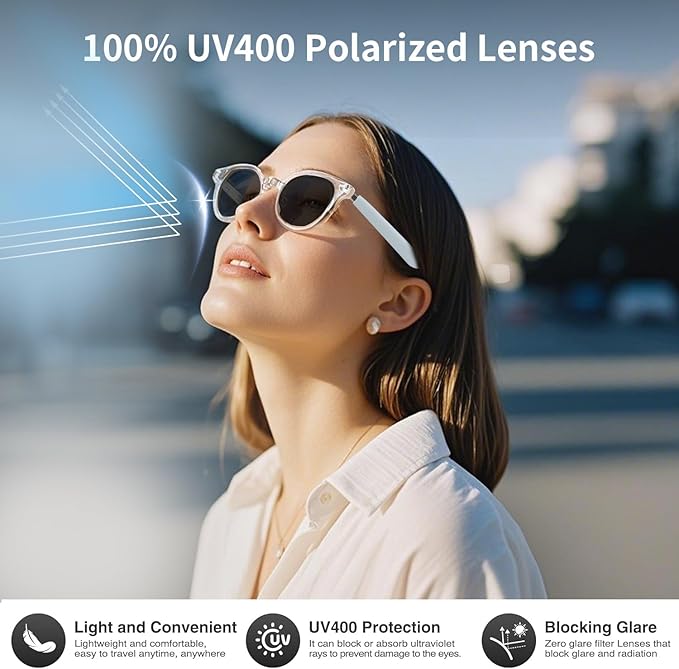 AI Translator Smart Glasses, Real-Time Bilingual Translation, Simultaneous Interpretation Glasses with Photochromic Lenses Transparent Frame, 165+ Languages, Lightweight Design for Travel & Business