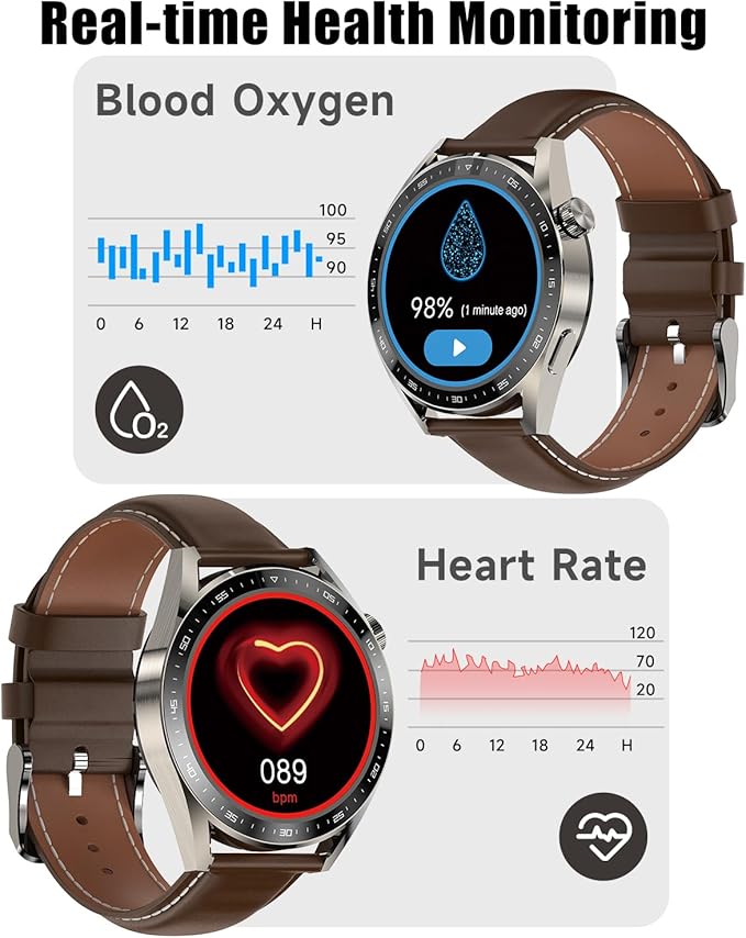 aigo Smart Watch for Men Women,Bluetooth Calling,11+ Exercise Modes,Health Fitness Tracker with Heart Rate, Blood Oxygen Monitoring,IP68 Waterproof Watches for iOS Android(Dual Straps)
