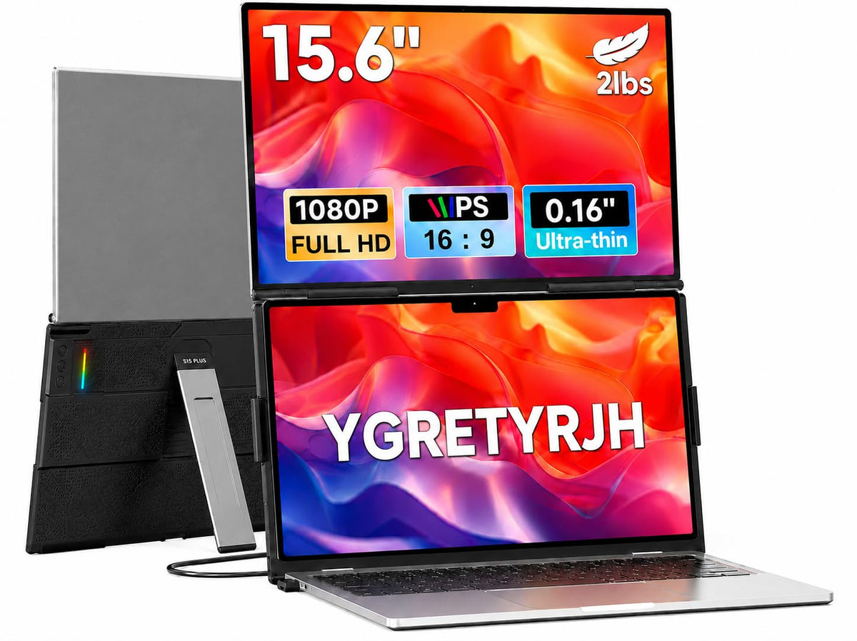 Laptop Screen Extender, 15.6” FHD 1080P Portable Monitor for Laptop, 0.2" Ultra-Thin Display with 100% sRGB, Dual Screen Extender for 13–17” Laptops, Plug & Play for Windows/Mac/Chrome/Android - Image 1