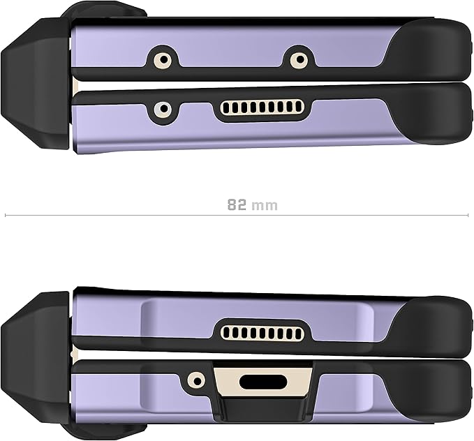 Ghostek ATOMIC slim Samsung Galaxy Fold 5 Case Crystal Clear Back with Aluminum Metal Bumper Premium Rugged Tough Heavy Duty Shockproof Protection Phone Cover Designed for 2023 Z Fold5 (7.6") (Purple)