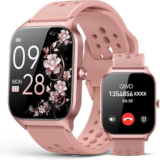 Smart Watch for Women Men - Answer/Make Call, Fitness Tracker Smartwatch for Android iPhone Compatible, 120+ Sports Modes Step Counter Sleep Female Cycle (Sakura P)