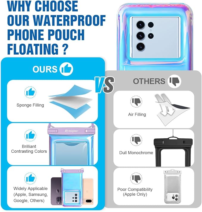 [Up to 10''] Waterproof Phone Pouch Floating, IPX8 Underwater Cell Phone Holder with Lanyard for iPhone 17 16 15 14 Pro Max, Galaxy S25 S24 S23 Ultra, Beach Cruise Ship Essentials Travel Must Haves