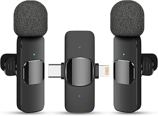 2 in 1 Wireless Lavalier Microphone for iPhone iPad and Android Phone, Plug and Play Laple Mics with Noise Reduction, 65FT Range, Real-Time Sync Microphone for Video Recording, Streaming, Interviews - Image 1