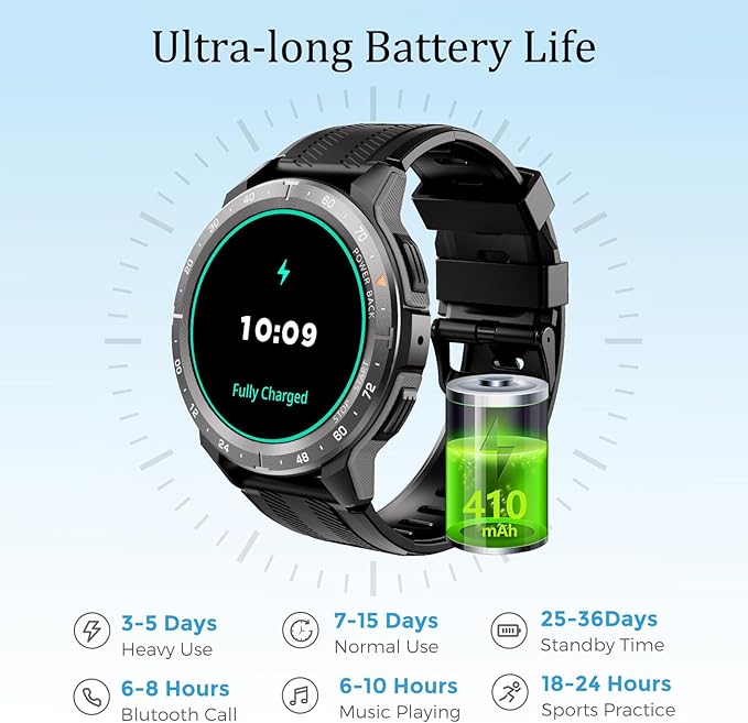 VIRAN Military Smart Watches for Men, 5ATM Waterproof Rugged Smart Watch with Bluetooth Call (Answer/Dial Call), Outdoor Fitness Tracker Watch with 100+ Sport Modes for Android and iOS (Black)