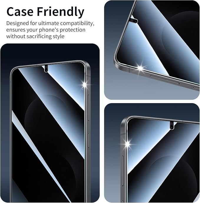 3*Privacy Screen Protector and 3*Camera Lens Protector for Samsung Galaxy S25 Edge with a Installation Alignment Aid, Anti-Spy Tempered Glass Film, Private Black Protection, [Anti-Scratch][9H Hardness]