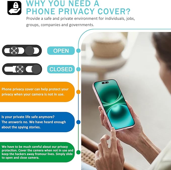 Front Camera Cover,Webcam Cover Compatible for Phone 14 Pro/14 Pro Max/15 Series/16 Series(Except 16e),Web Blocker Protect Your Privacy and Security-Infrared Facial Recognition Can Be Turned Off-Black