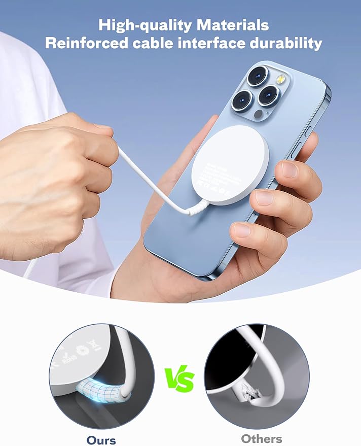 Magnetic Wireless Qi2 Charger for iPhone: Charging Pad for iPhone 17/16/15/14/13/12 Series & AirPods Pro 4-2, Strong Magnet, Dual Ports, Case-Friendly, Lightweight for Travel Home Office Desk