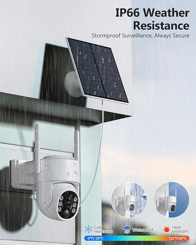 5G&2.4GHz Security Cameras Wireless Outdoor, 2K Cameras for Home Security, Solar & Battery Powered Security Camera Outdoor, Color Night Vision, PZT Human Detection, 2 Packs