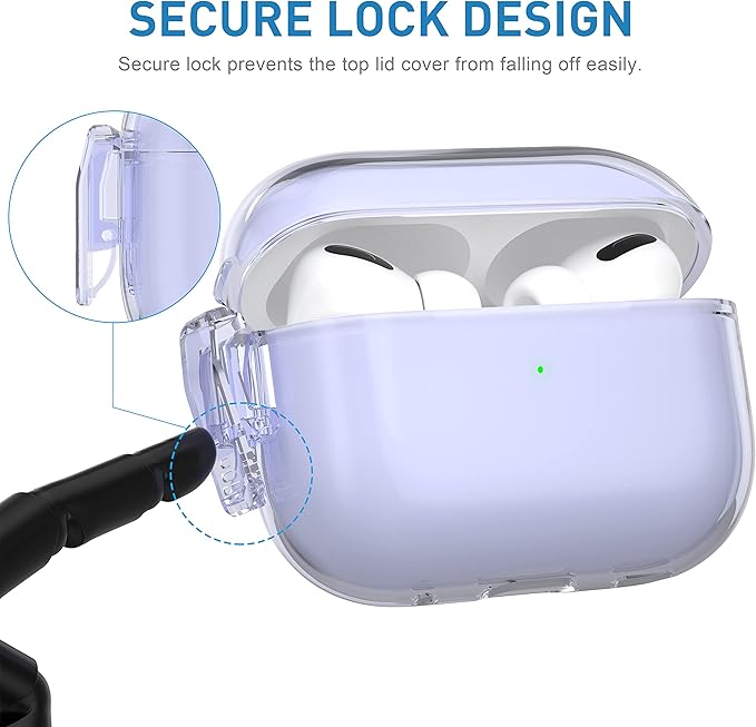 Valkit Compatible Airpods Pro 2 Case Clear with Lock, Shockproof AirPods Pro 2nd/1st Generation Case Soft Transparent Protective Cover with Lanyard iPods Pro 2 Skin for Airpods Pro 2nd/1st Gen