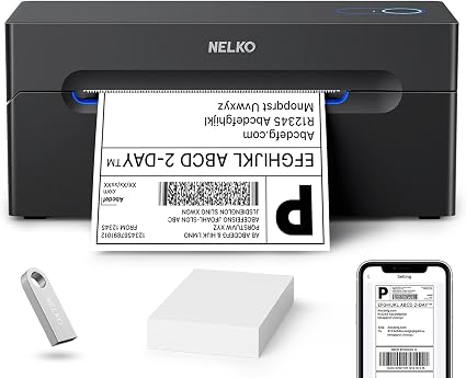 Nelko Bluetooth Thermal Shipping Label Printer, 4x6 Thermal Label Printer