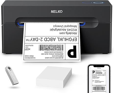 Nelko Bluetooth Thermal Shipping Label Printer, 4x6 Thermal Label Printer