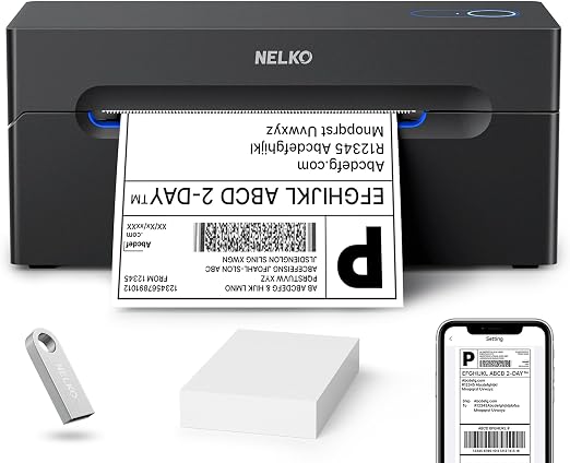 Nelko Bluetooth Thermal Shipping Label Printer, 4x6 Thermal Label Printer