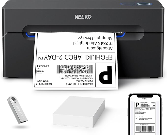 Nelko Bluetooth Thermal Shipping Label Printer, 4x6 Thermal Label Printer