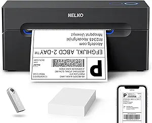 Nelko Bluetooth Thermal Shipping Label Printer, 4x6 Thermal Label Printer