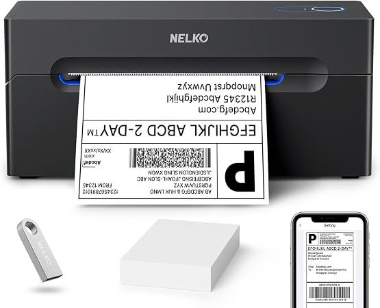 Nelko Bluetooth Thermal Shipping Label Printer, 4x6 Thermal Label Printer