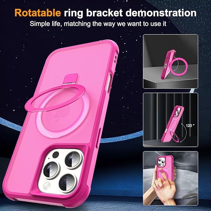 Compatible with iPhone 16 Pro Max Case and Tempered Glass Screen Protectors Rose