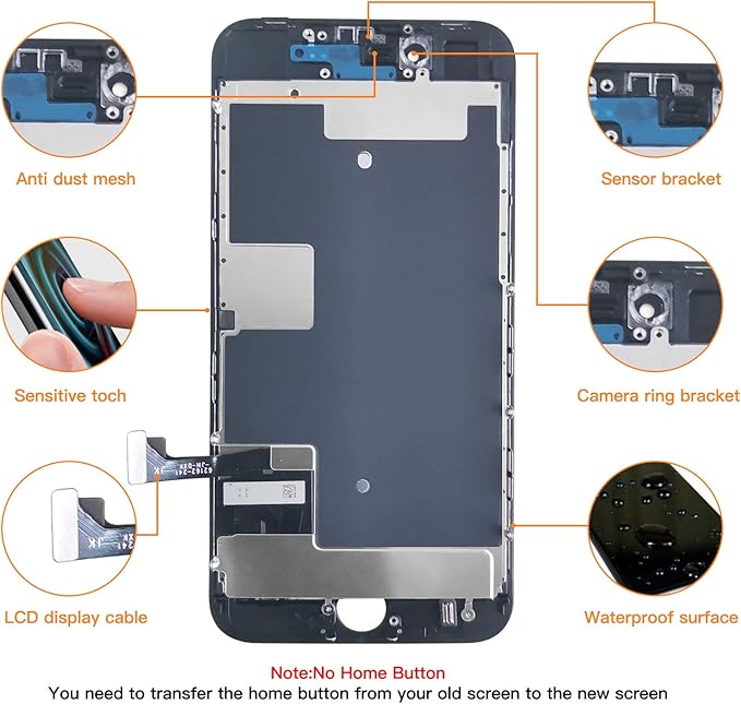 for iPhone 8/SE 2020 [ 2nd Generation ] Screen Replacement Black 4.7 inch, Bsz4uov LCD Display Touch Screen Digitizer, Waterproof Frame Adhesive Sticker+Repair Tool Kit