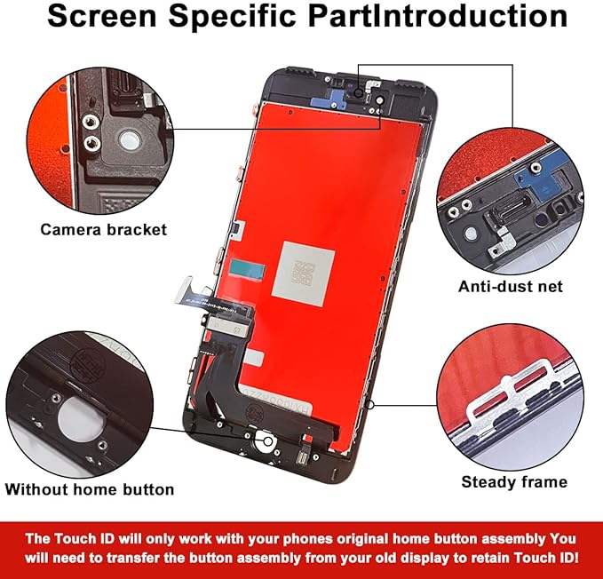 EFAITHFIX for iPhone 7 Plus LCD Screen Replacement Black 5.5 Inch Frame Assembly LCD Display 3D Touch Screen Digitizer with Repair Tools Kit Tempered Glass Screen Protector for A1784, A1785, A1661