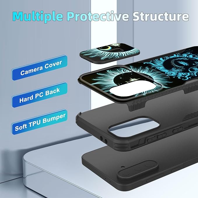 for Galaxy A36 5G/A56 5G Case Built in Slide Camera Lens Cover,Heavy Duty Shockproof Protection Dual Layer Case for Samsung Galaxy A36 5G/A56 5G 6.7" 2025,Sun Moon