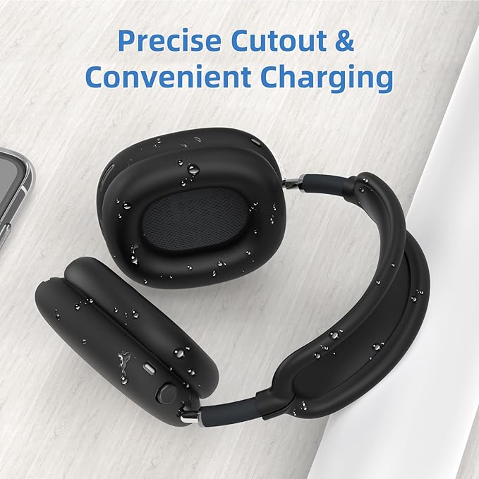 Silicone Case Cover for AirPods Max, Ear Pad Case Cover/Ear Cups Cover/Headband Cover for AirPods Max Headphones, Accessories Silicone Protector for Apple AirPods Max USB-C (2024/2020), Black [4 in 1]