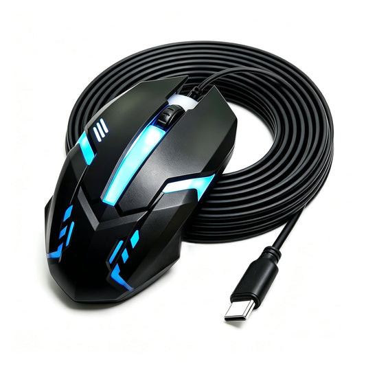 USB C 20FT Wired Mouse for Mac and Windows - 1600DPI Simple 3 Keys Wired Computer Mouse, Wired, Scroll Wheel Layout with Long Lines - Plug & Play for Laptops, PC Desktops, Laptops