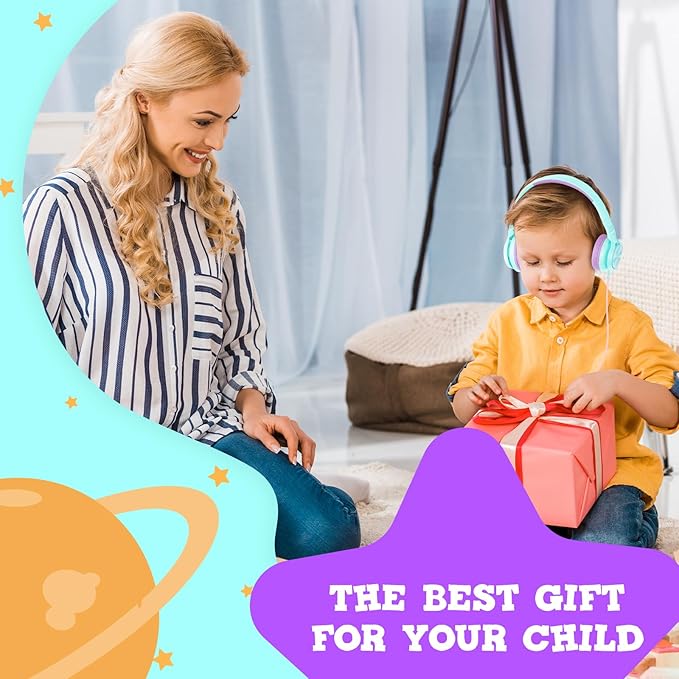 Kids Headphones for School Travel, Upgrade USB Type C Safe Volume 94dB, with Mic HD Stereo Sound Foldable On-Ear Headphones for Boys/Girls/Students/Tablet/Travel-Green