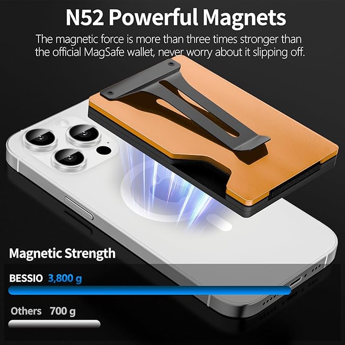 Magnetic Phone Wallet with Apple MagSafe - Metal Card Holder with AirTag Holder, RFID Blocking & Money Clip Mag Safe Wallet for iPhone 16 15 14 13 12 Pro Max/Pro/Plus/Mini