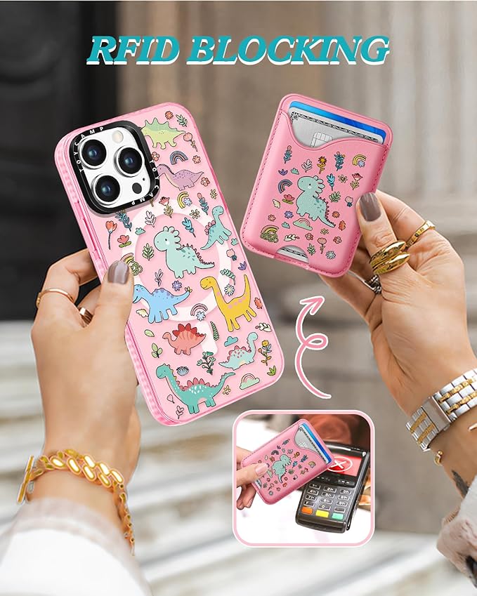Toycamp for iPhone 13 Pro Case - Compatible with Magsafe Credit Card Holder Wallet Magnetic Cute Women Teen Girls Kawaii Girly Unique Animal Design Phone Cover for iPhone 13 Pro
