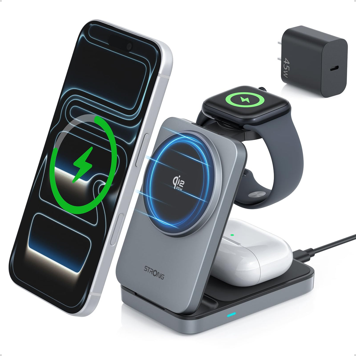 STRONG TriMag Qi2.2 25W 3 in 1 Wireless Charging Sta | Wireless Charge - Image 1