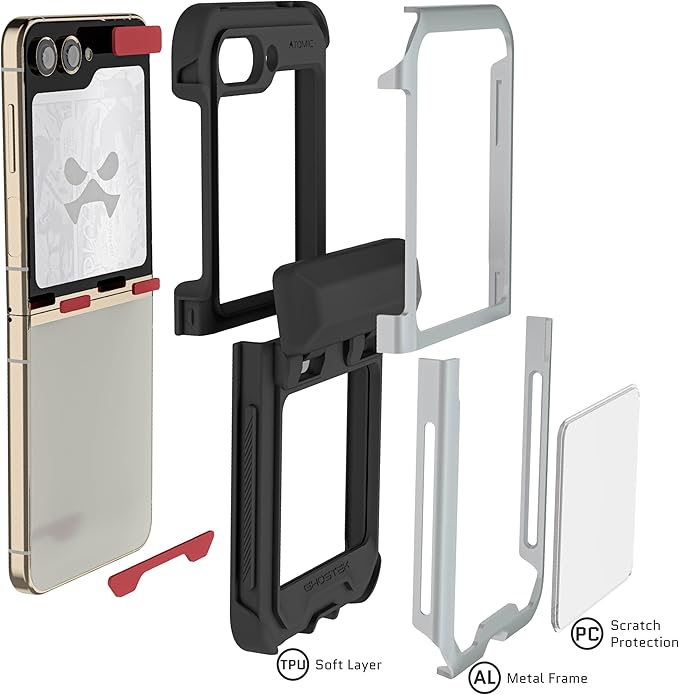 Ghostek Atomic Slim Samsung Z Flip 5 Case - Clear Back with Silver Aluminum Bumper, Shockproof & Dual Layer Protective Phone Case, Limited Edition Color for 2023 Galaxy Z Flip 5 Case (6.7") (Silver)