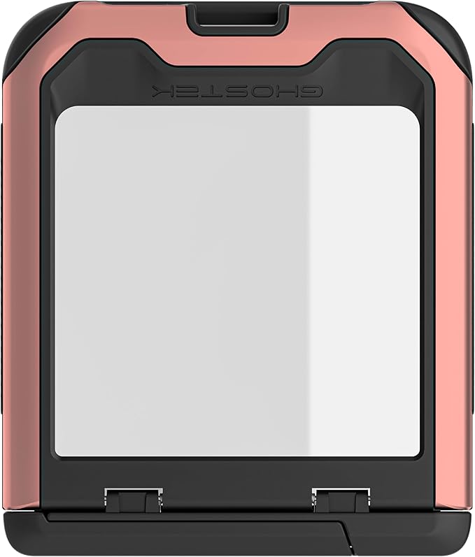 Ghostek Atomic Slim Galaxy Z Flip 6 case with Built-in Kickstand - Clear Back with Aluminum Metal Bumper, Protective Phone Case, Limited Edition Color for 2024 Samsung Z Flip 6 Case (6.7") (Pink)