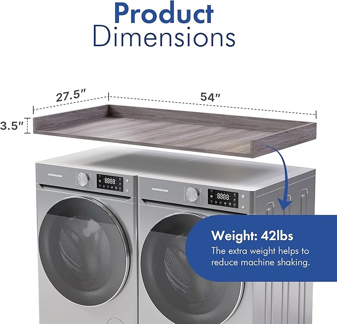 OfficeSimpli Large Washer Dryer Countertop 30 x 58 - Made in USA - Heavy-Duty Laundry Countertop Over Washer and Dryer, Laundry Room Countertop Organization Solution with Non-Slip Pads, Iconic Maple