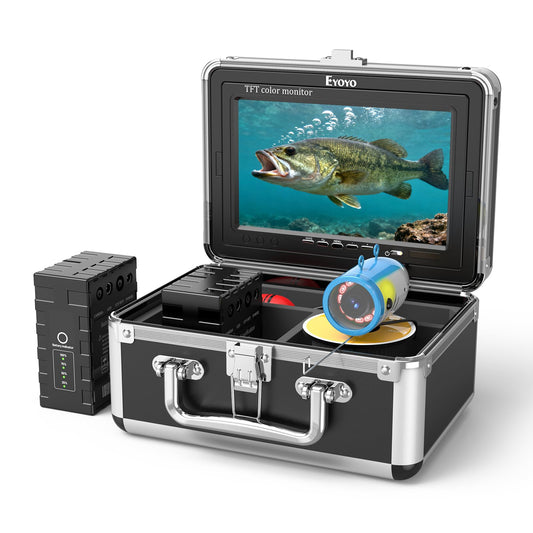 Eyoyo 7" 1000TVL Underwater Fishing Camera, Fish Finder w/ 2 Batteries 15M