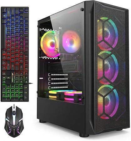 STGAubron Gaming PC Computer Desktop, Intel Core i7 up to 3.9GHz, Radeon RX 580 8G Video Card, 16GB RAM, 1TB SSD, WiFi 6, BT 5.0, RGB Fan x 6, Windows 11 Home - Image 3